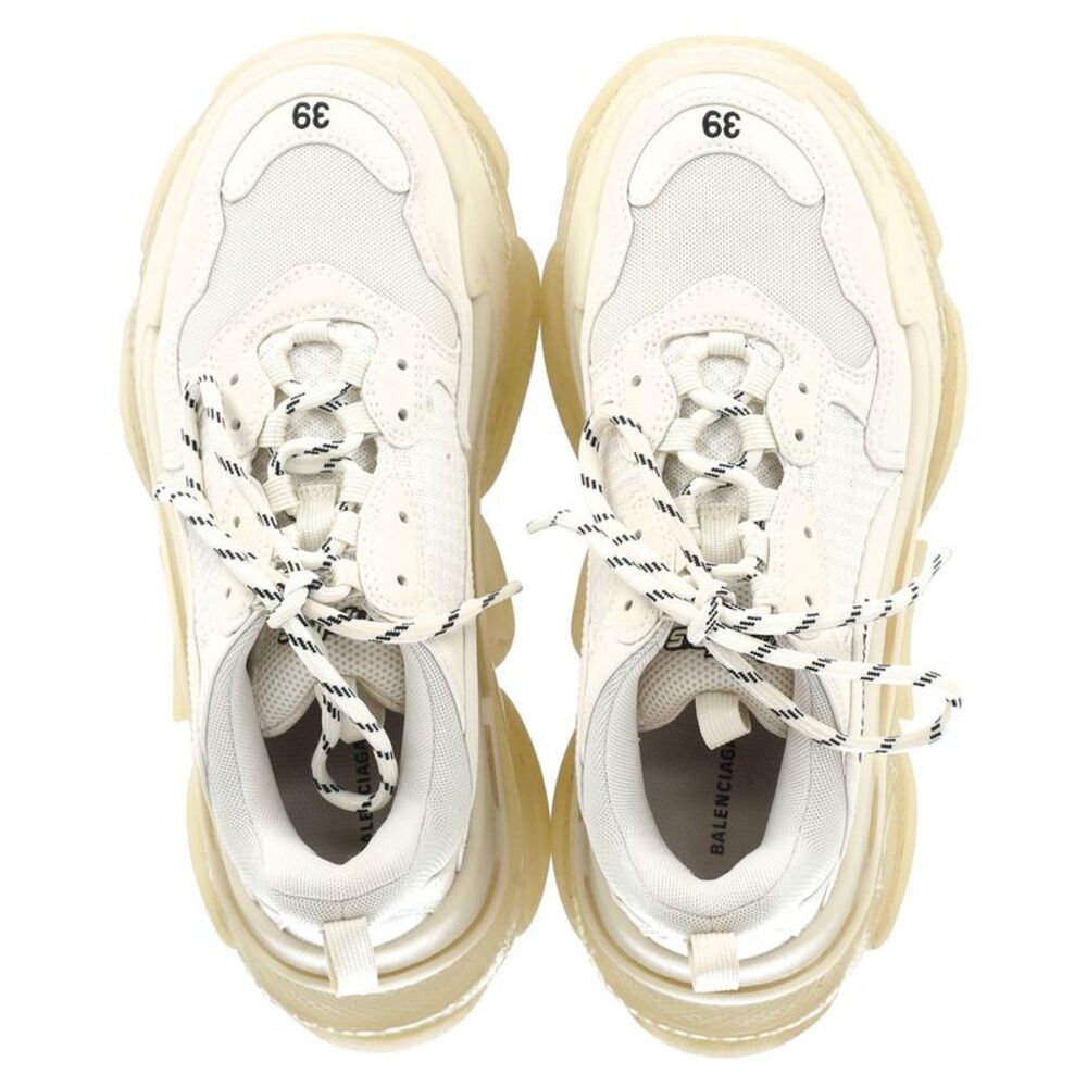 Balenciaga Clear Sole Triple S Sneakers in White Polyester - Picture 4 of 8